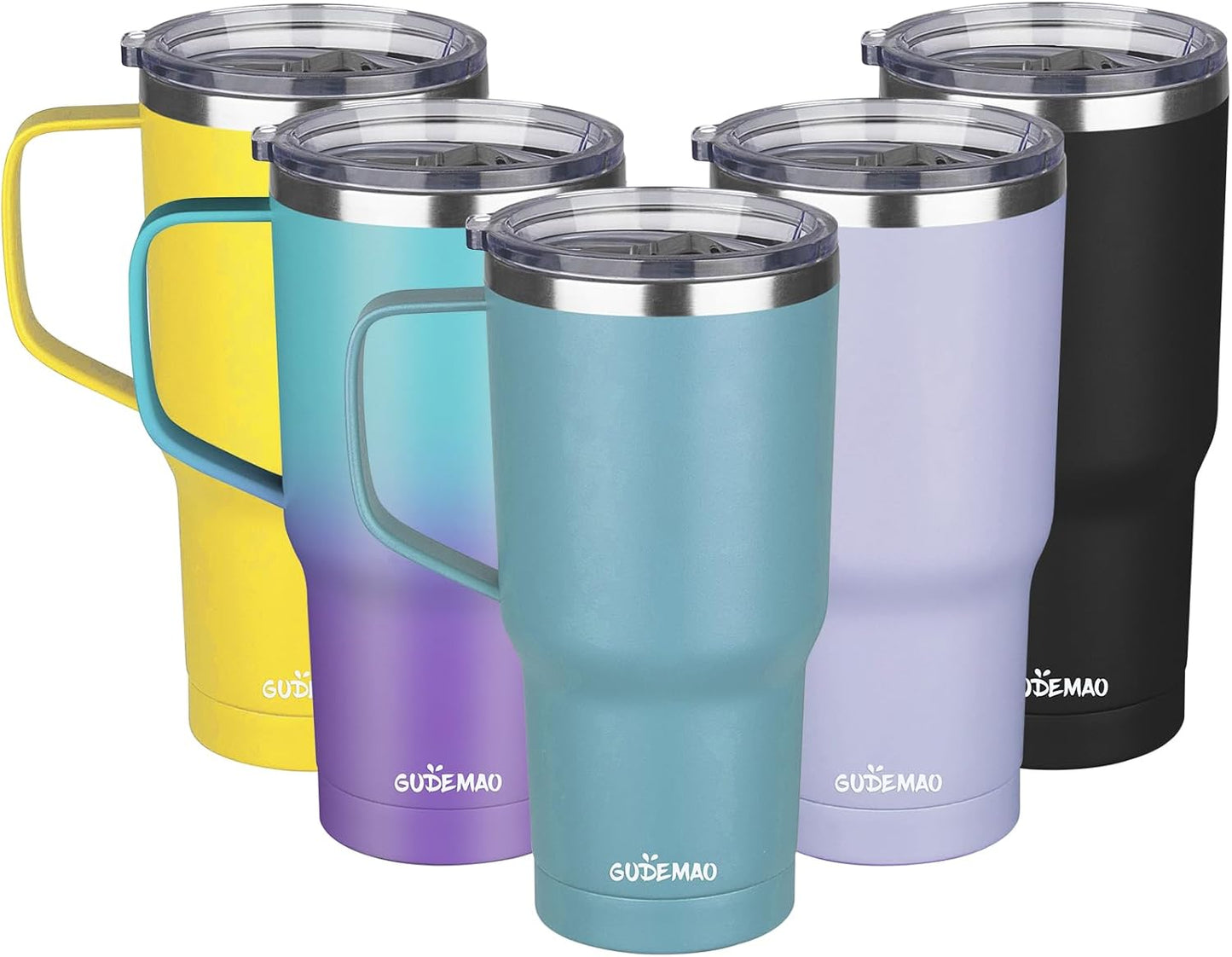 20 oz Insulated Coffee Mug with Ceramic Coating, Stainless Steel Travel Mug Tumbler with Handle Lid and Straw, Double Wall Leak-Proof Coffee Travel Mug Keeps Drink Hot and Cold (Black)