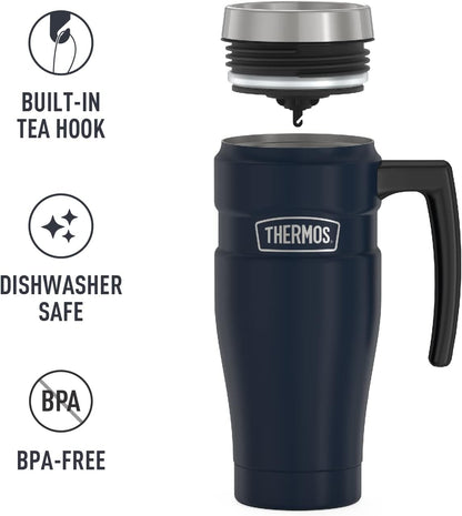 THERMOS Stainless King Vacuum-Insulated Stainless Steel Tumbler - 16oz, Midnight Blue - Insulated Coffee Tumbler for Hot & Cold Drinks - Leak-Proof & Sweat-Proof for Commuting & Traveling
