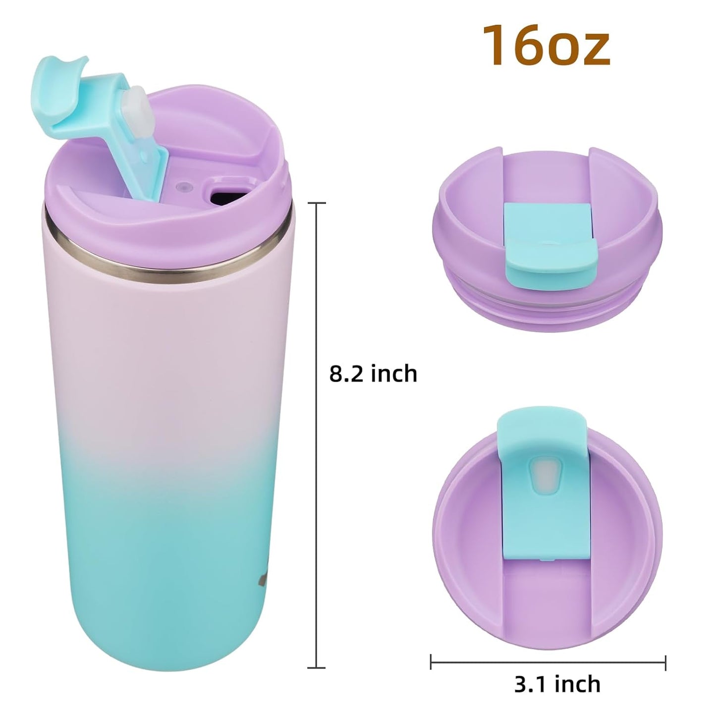 Konokyo Tumbler with Lid, 16 oz Travel Coffee Mug Double Wall Vacuum Stainless Steel Thermal Metal Cup Insulated Water Bottle,Navy Blue
