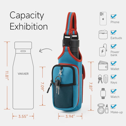 VAKAER Magnetic Gym Bag, Water Bottle Carrier Holder with Phone Pocket & Adjustable Strap,10 Ultra-Strong Magnets Stick to Fitness equipment, Workout Accessories Pouch for Women & Men