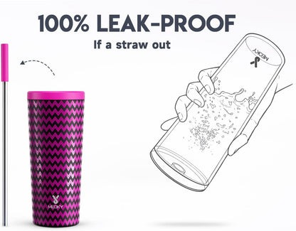 Meoky 24 oz Insulated Tumbler with Lid and Straw, Stainless Steel Vacuum Insulated Tumbler, Keeps Cold for 24 Hours, 100% Leak Proof, Fits in Car Cup Holder (Night)