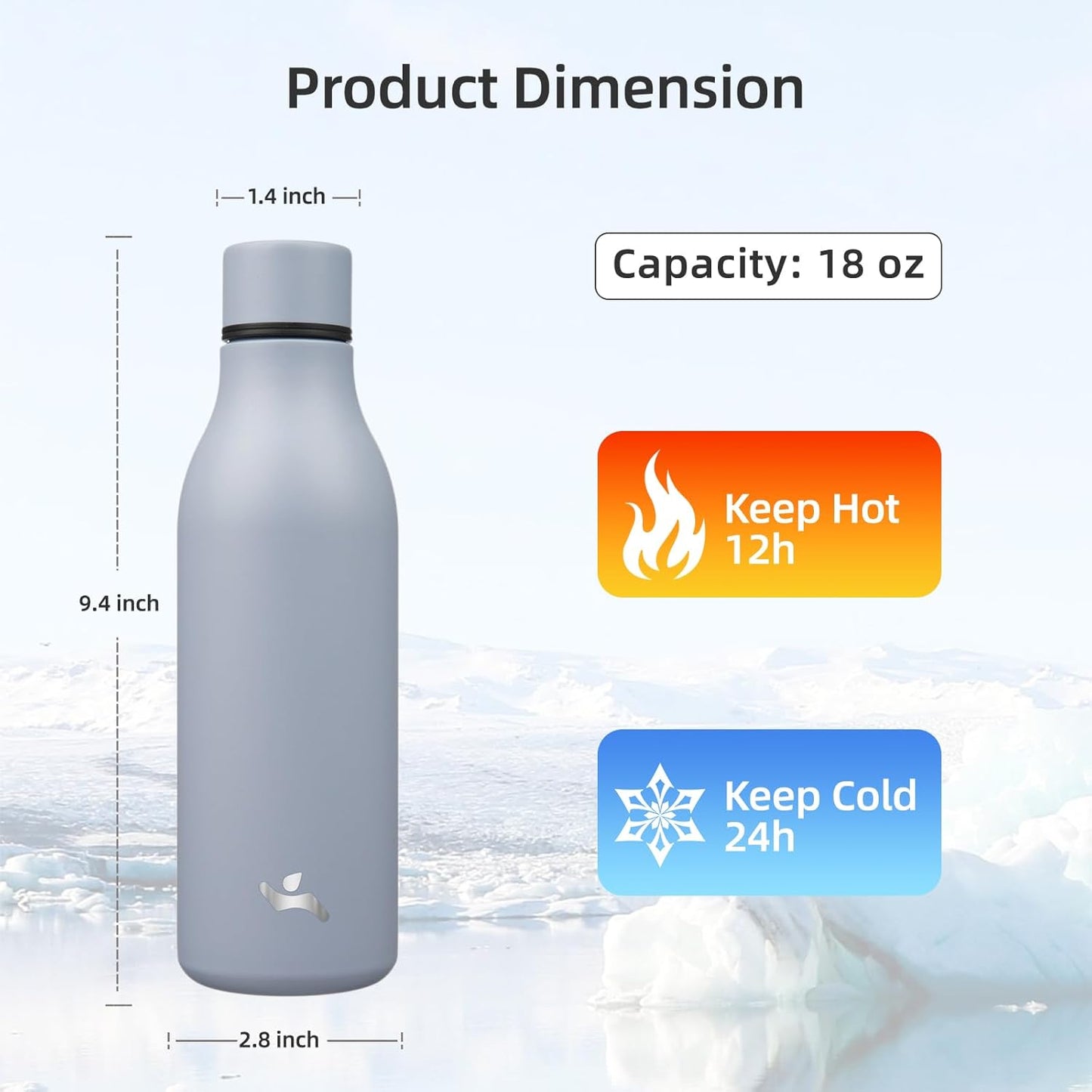 Konokyo Insulated Water Bottle with Strap,18 oz Double Wall Stainless Steel Vacuum Bottles Metal Water Flask,Macaron Green - Colors A