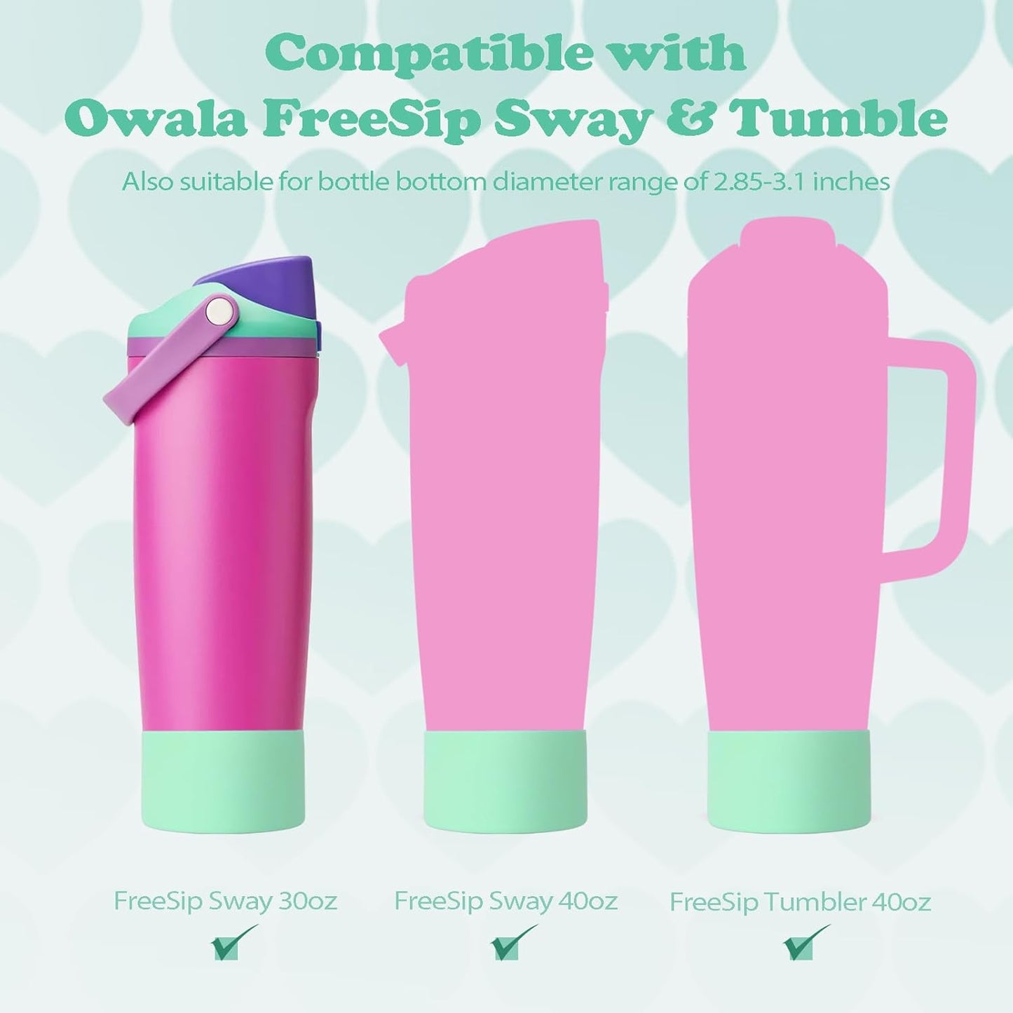2PCS Silicone Boots for Owala 30oz & 40oz FreeSip Sway Bottles & Tumblers – Non-Slip, Scratch-Resistant, Stability Enhancer for Owala Accessories (Eucalyptus Green) - Colors B