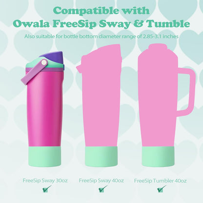 2PCS Silicone Boots for Owala 30oz & 40oz FreeSip Sway Bottles & Tumblers – Non-Slip, Scratch-Resistant, Stability Enhancer for Owala Accessories (Eucalyptus Green) - Colors B