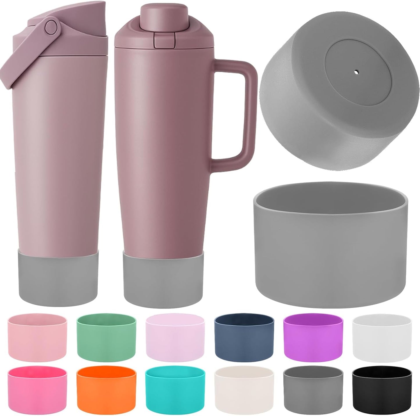Mity rain 2PCS Protective Silicone Boots for Owala 30oz & 40oz FreeSip Sway Bottles & Tumblers - Accessories for owala, Enhances Stability & Prevents Scratches(Black Cherry)
