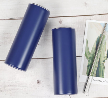 8 Pack 20 Oz Straight Skinny Tumblers, Individually Gift Boxed Stainless Steel Slim Skinny Tumbler Set Bulk, 20 Oz Insulated Slim Thin Travel Tumbler Cup for Diy, Silver