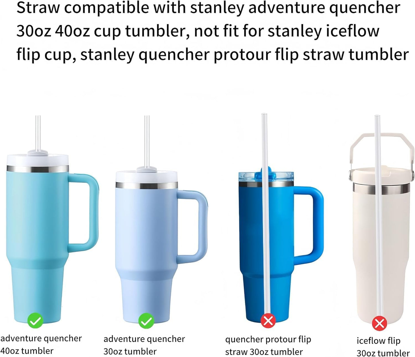 Replacement Straw Compatible with 40 oz Stanley Quencher Tumbler, 12 Inch Extra Long Reusable Plastic Straws for 40 Oz Cup,Clear-6 Pack