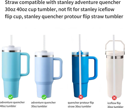 Replacement Straw Compatible with 40 oz Stanley Quencher Tumbler, 12 Inch Extra Long Reusable Plastic Straws for 40 Oz Cup,Clear-6 Pack