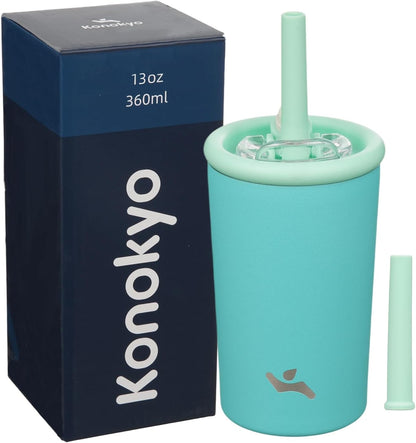Konokyo 25oz Insulated Tumbler with Lid and Straw, Reusable Iced Coffee Cup with Lid, Travel Coffee Mug, BPA-Free, Leak-Proof and Durable, Oasis
