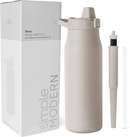 Simple Modern Filtered Water Bottle | Insulated Stainless-Steel Carbon Filter Travel Water Bottles | Reusable for Clean Drinking Water On The Go | 34oz, Sea Glass Sage