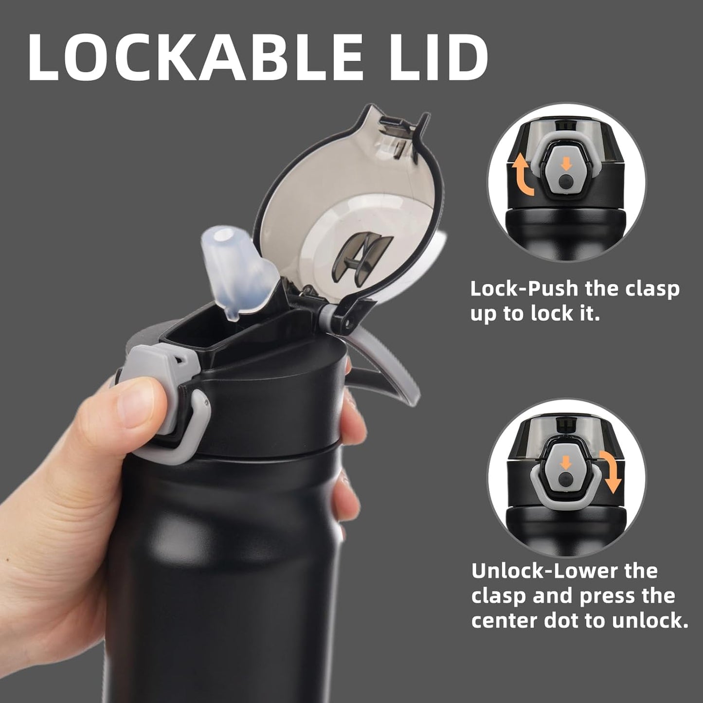 Konokyo 18 oz Insulated Water Bottle with Straw Lid, Stainless Steel Vacuum Sports Water Bottle, Leak-Proof Reusable Metal Flask with Carry Loop, BPA-Free Travel Bottle for Gym, School, Office