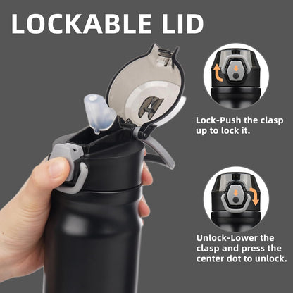 Konokyo 18 oz Insulated Water Bottle with Straw Lid, Stainless Steel Vacuum Sports Water Bottle, Leak-Proof Reusable Metal Flask with Carry Loop, BPA-Free Travel Bottle for Gym, School, Office