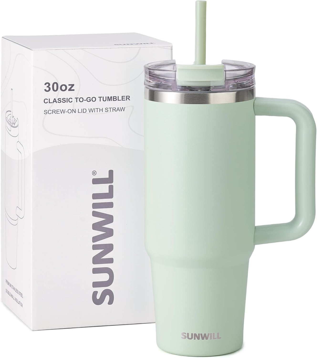 SUNWILL 20 oz Tumbler with Handle and Straw Leak Proof,Travel Coffee Mug with Lid, Stainless Steel Cup Insulated for Office & Gym, Cupholder Friendly, Powder Coated Orchid