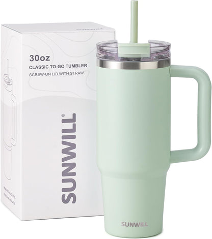 SUNWILL 20 oz Tumbler with Handle and Straw Leak Proof,Travel Coffee Mug with Lid, Stainless Steel Cup Insulated for Office & Gym, Cupholder Friendly, Powder Coated Orchid