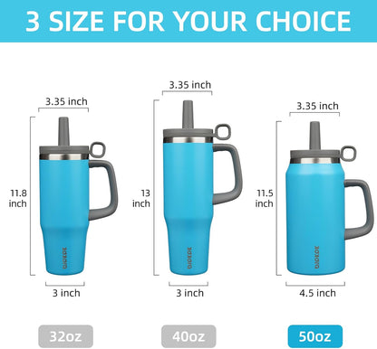 BJPKPK 50oz Insulated Tumbler with Handle Stainless Steel Travel Coffee Mug with Lid Reusable Large Water Bottle with Straw,Sky