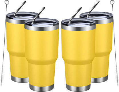 MEWAY 30oz Tumbler Double Wall Vacuum Insulated Travel Mug, Stainless Steel Tumbler with Lid, Durable Powder Coated Insulated Coffee Cup for Cold & Hot Drinks (Silver,1 PACK)