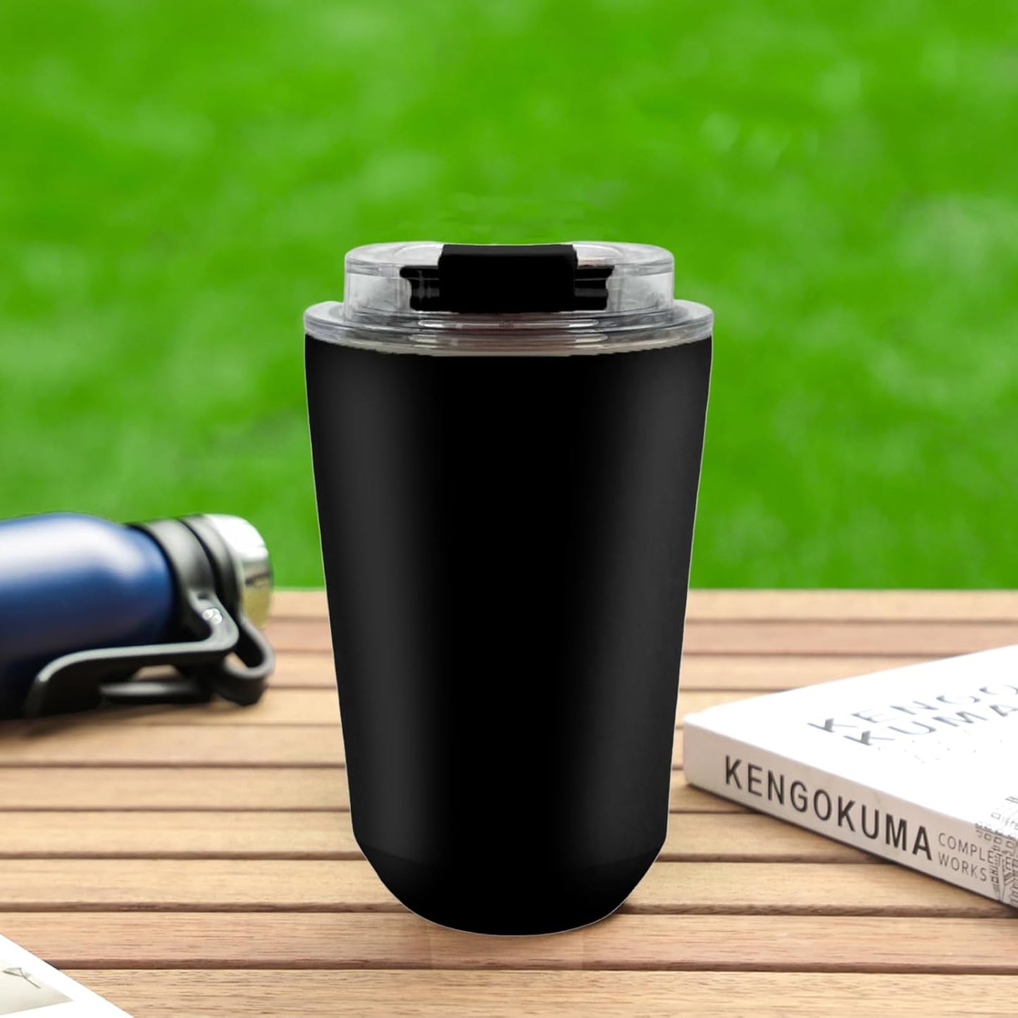 DEQIANG Travel Coffee Cup, Coffee Cup Travel with Lid, Insulated Coffee Mug for Hot & Cold Beverages, Great Gift Choice for Coffee Lovers, Office Workers, Hikers & Commuters (Black, 8.5 oz)