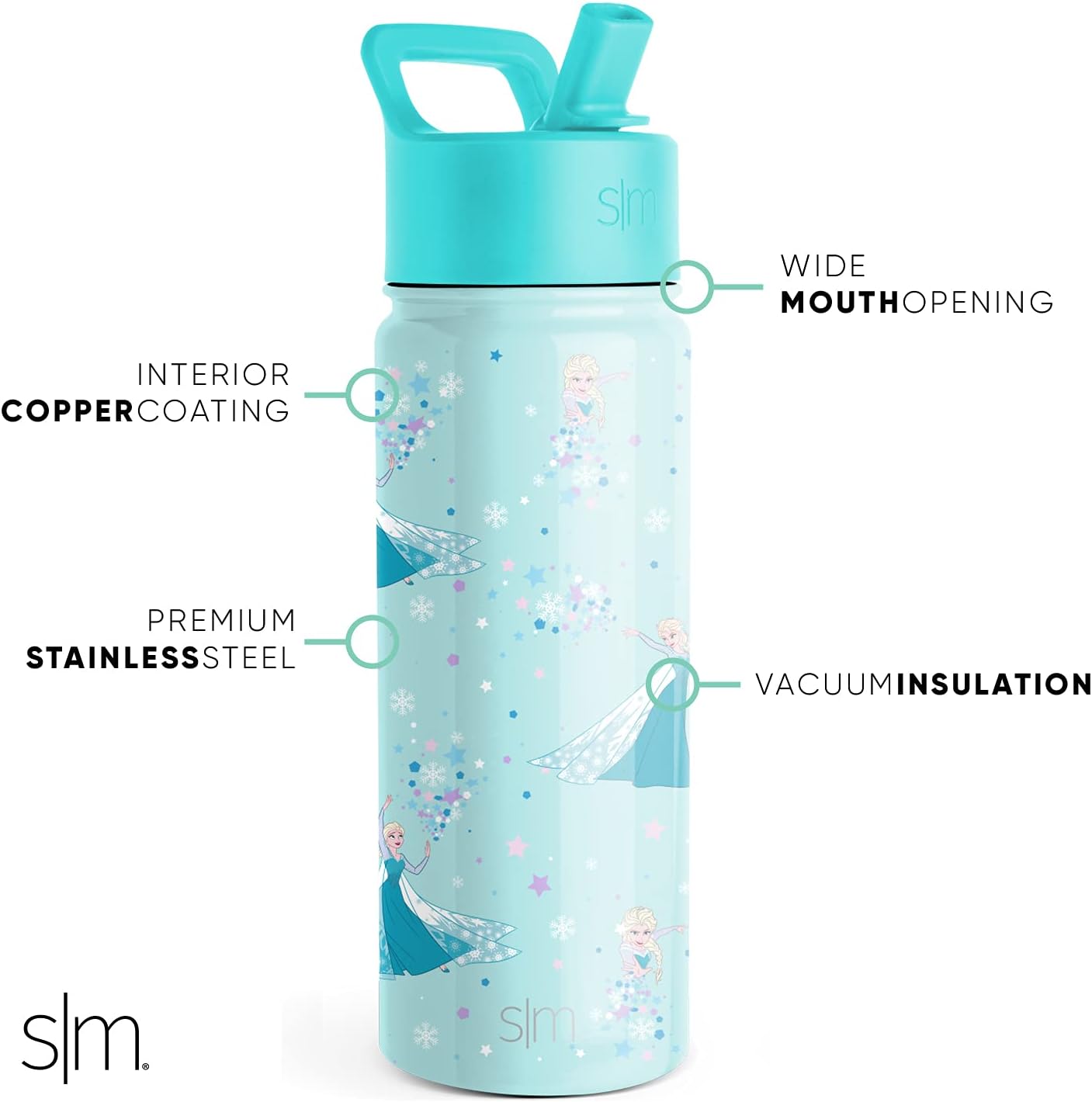 Simple Modern Disney Minnie Mouse Kids Water Bottle with Straw Lid | 14oz Insulated Stainless Steel Kids Tumbler & Spill Proof Toddler Cup for School, Girls, Boys | Summit | Minnie Mouse Fun - Colors B