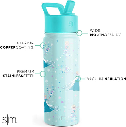 Simple Modern Disney Minnie Mouse Kids Water Bottle with Straw Lid | 14oz Insulated Stainless Steel Kids Tumbler & Spill Proof Toddler Cup for School, Girls, Boys | Summit | Minnie Mouse Fun - Colors B
