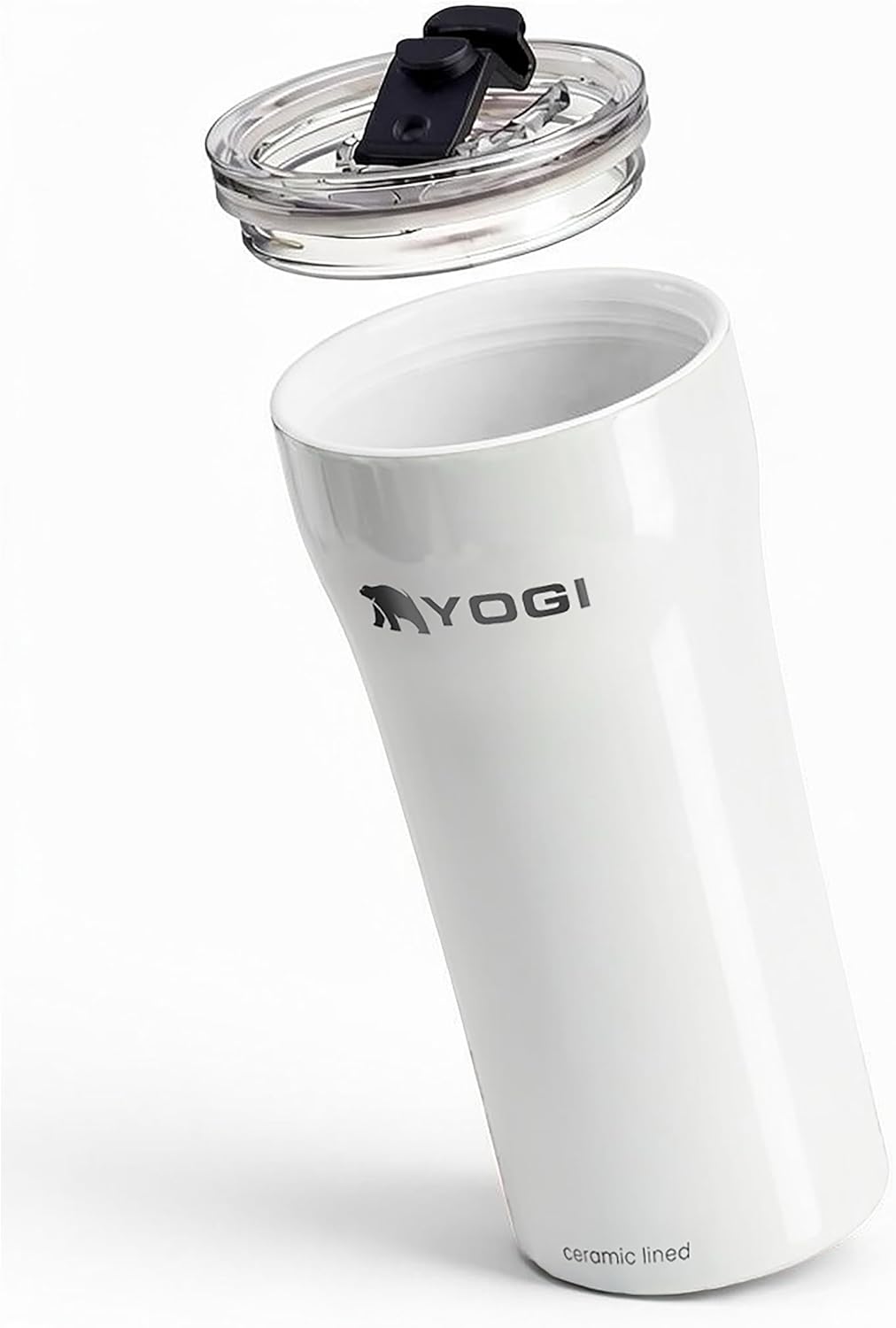 YOGI Ceramic Lined Metal Allergy Safe 16oz Coffee Tumbler with Leakproof Lid BPA Free Vacuum Insulated Stainless Steel Cupholder Friendly Travel Cup for Coffee and Water Sandstone