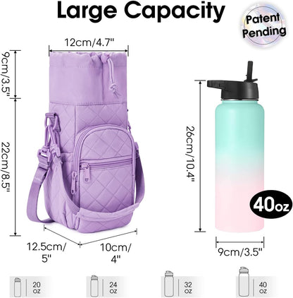 sportsnew Water Bottle Holder 40oz Crossbody Insulated Cup Sleeve Water Bottle Carrier Sling Bag with Phone Pocket, Walking