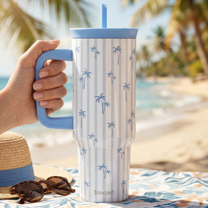 SANDJEST Pickleball Stainless Steel Locking Lid Silicone Straw Tumbler with Handle 40oz, Insulated Stainless Steel Travel Cup for Women Girls Friends Players, Gift Idea for Birthday Christmas