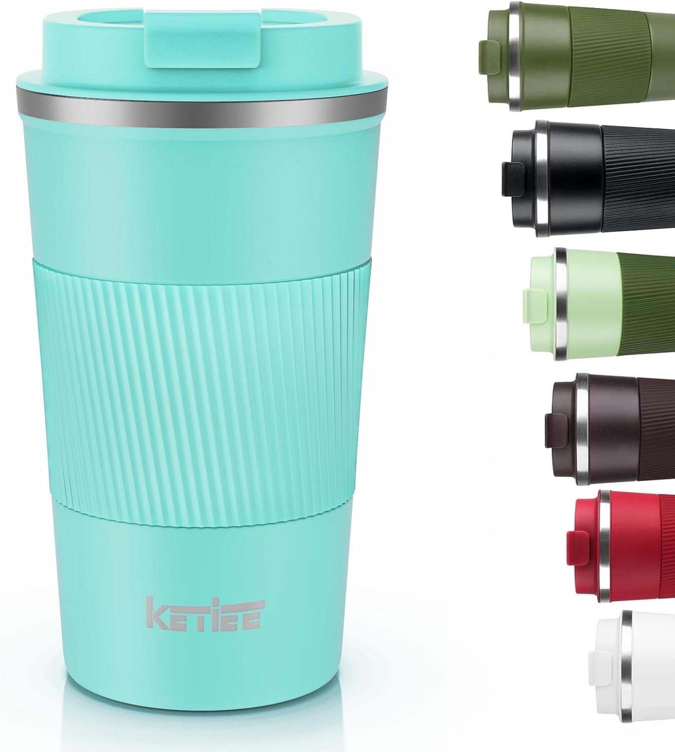 KETIEE Travel Coffee Mug Spill Proof 12oz, Insulated Travel Mug to Go, Reusable Coffee Cup with Seal Lid, Vacuum Stainless Steel Tumbler for Hot/Cold Drinks (Red)