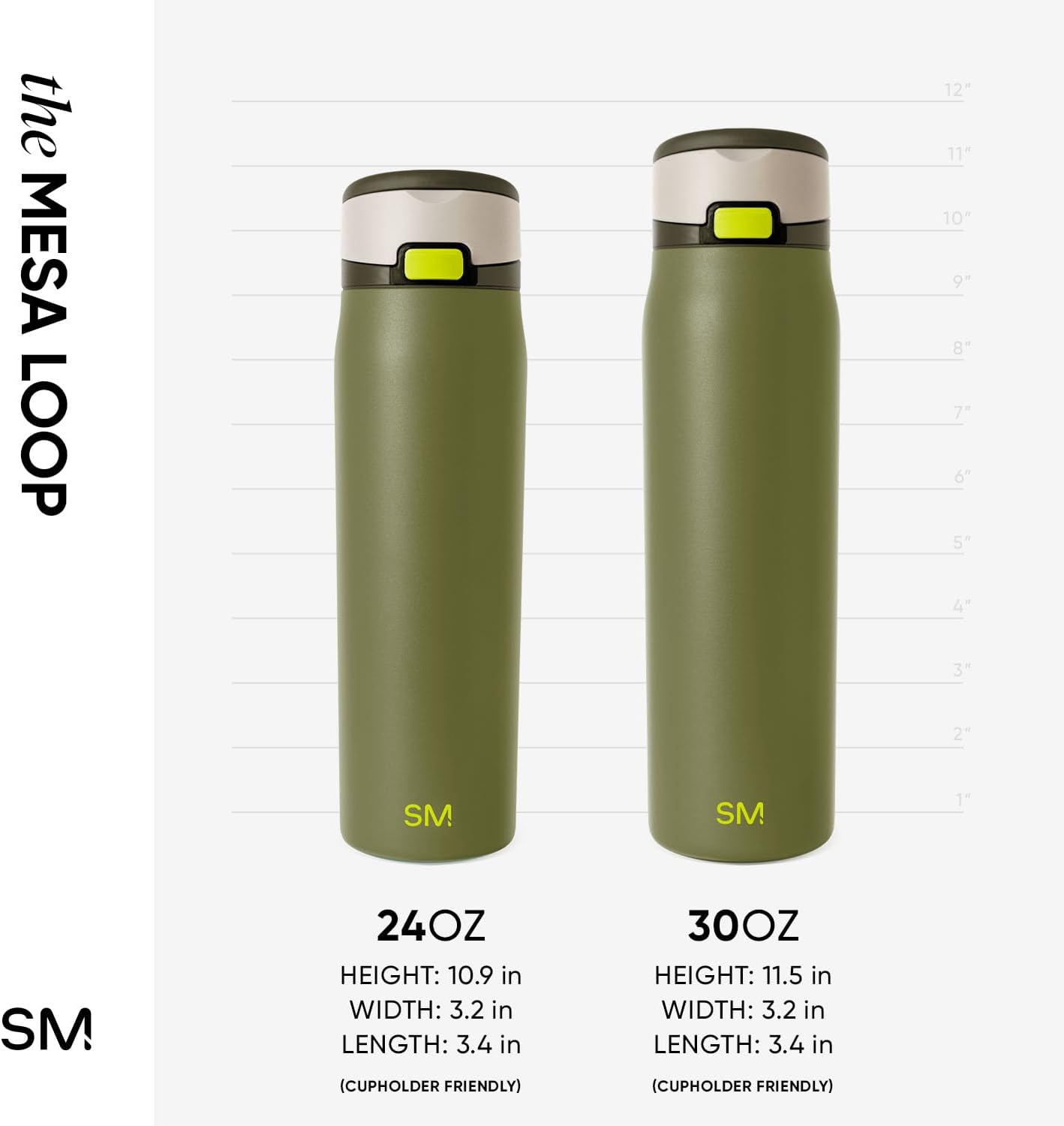 Simple Modern Mesa Loop Water Bottle with Covered Straw and Handle | 24oz Cup Holder Friendly Insulated Stainless Steel Bottles for Travel, Sports and School | Iris Sage - Colors B