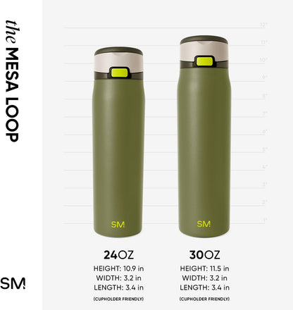 Simple Modern Mesa Loop Water Bottle with Covered Straw and Handle | 24oz Cup Holder Friendly Insulated Stainless Steel Bottles for Travel, Sports and School | Iris Sage - Colors B