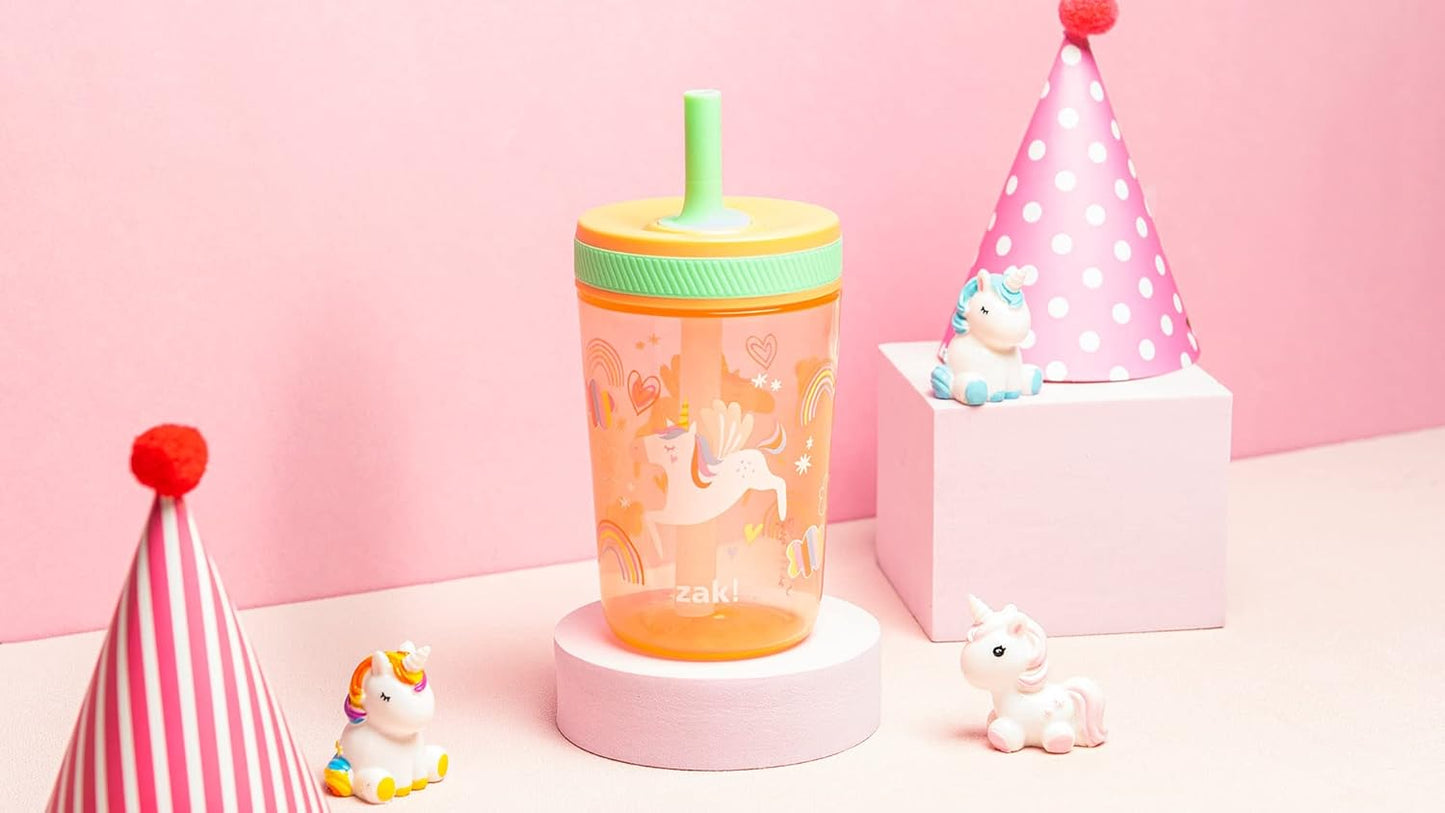 Zak Designs 15oz Bluey Kelso Tumbler Set, Leak-Proof Screw-On Lid with Straw Made of Durable Plastic and Silicone, Perfect Bundle for Kids, 2 Count (Pack of 1) - Colors A