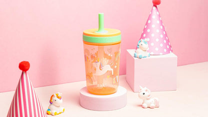 Zak Designs 15oz Bluey Kelso Tumbler Set, Leak-Proof Screw-On Lid with Straw Made of Durable Plastic and Silicone, Perfect Bundle for Kids, 2 Count (Pack of 1) - Colors A