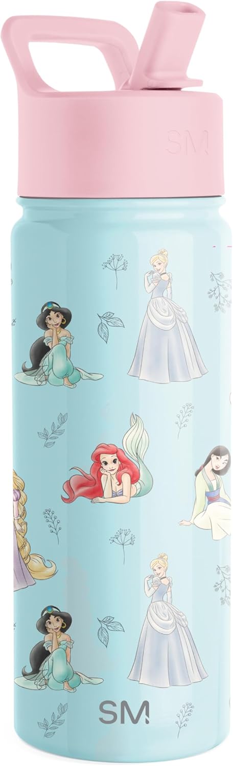 Simple Modern Disney Minnie Mouse Kids Water Bottle with Straw Lid | 14oz Insulated Stainless Steel Kids Tumbler & Spill Proof Toddler Cup for School, Girls, Boys | Summit | Minnie Mouse Fun - Colors A