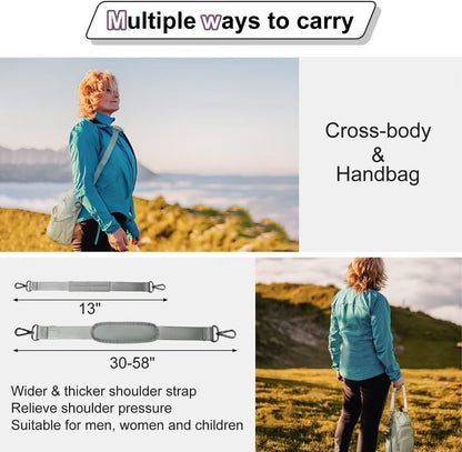 Water Bottle Holder with Strap, 4 Big Pockets with Compartment, 24oz/32oz/40oz Crossbody Water Bottle Carrier Bag