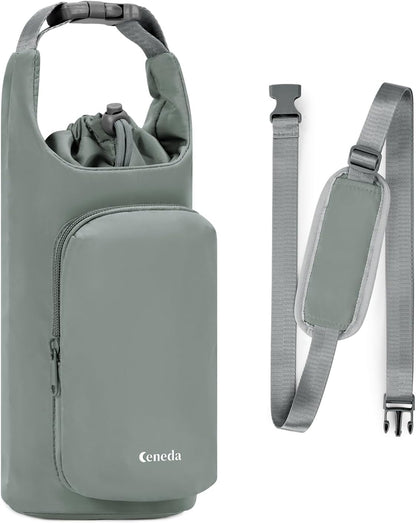 Ceneda Water Bottle Carrier Bag with Phone Pocket 32oz 40oz Tumbler Insulated Water Bottle Holder with Adjustable Shoulder Strap Carrier Sling Bag (Purple)