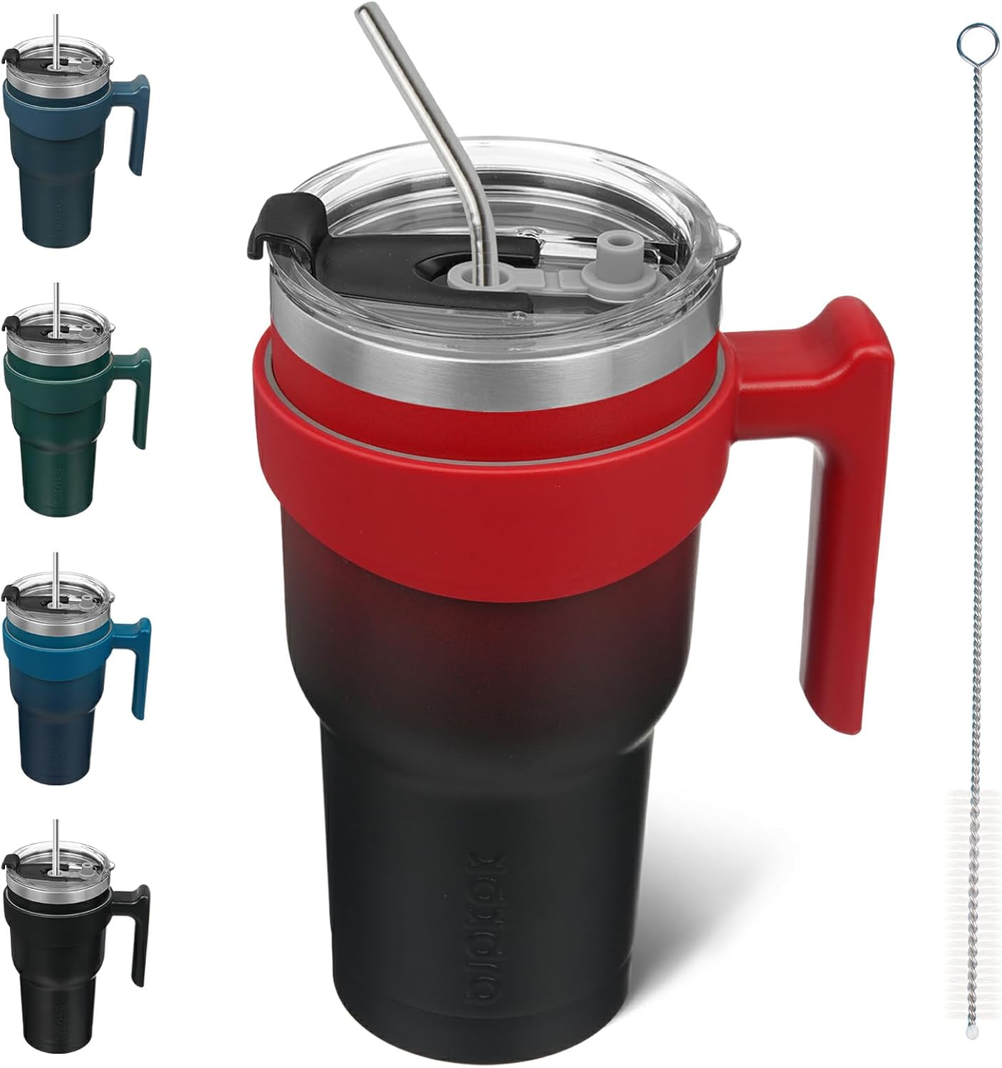 BJPKPK Tumbler With Handle And Straw Lid 40 oz Stainless Steel Insulated Coffee Tumbler Cups For Home, Office or Car,Turquoise