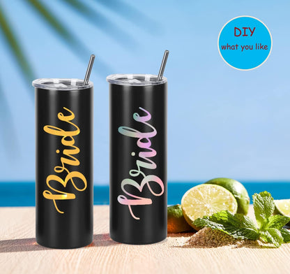 8 Pack 20 Oz Straight Skinny Tumblers, Individually Gift Boxed Stainless Steel Slim Skinny Tumbler Set Bulk, 20 Oz Insulated Slim Thin Travel Tumbler Cup for Diy, Silver