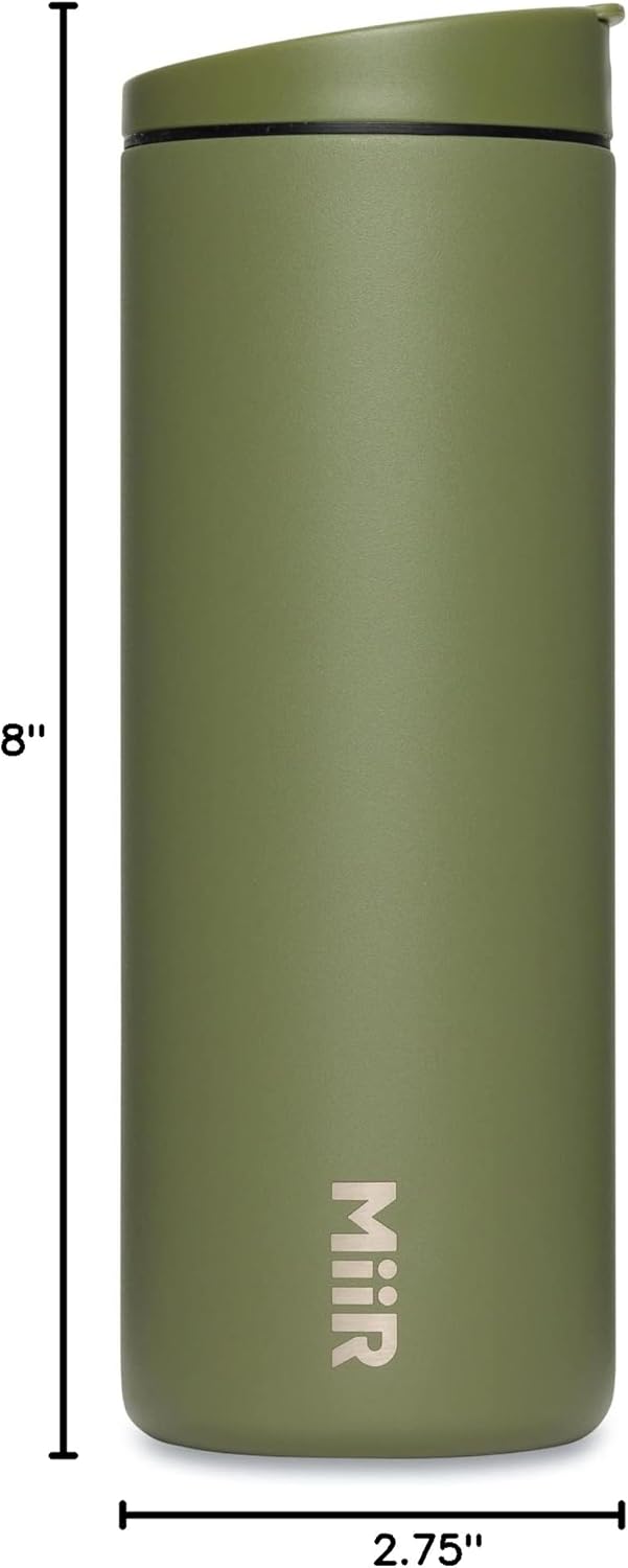 MiiR Flip Traveler 16oz - Double-Wall Vacuum Insulated with Flip Lid, BPA-Free Stainless Steel Construction, Insulated Tumbler for Hot or Cold Drinks