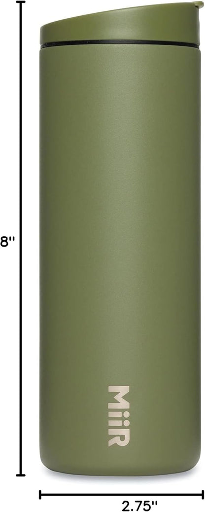 MiiR Flip Traveler 16oz - Double-Wall Vacuum Insulated with Flip Lid, BPA-Free Stainless Steel Construction, Insulated Tumbler for Hot or Cold Drinks
