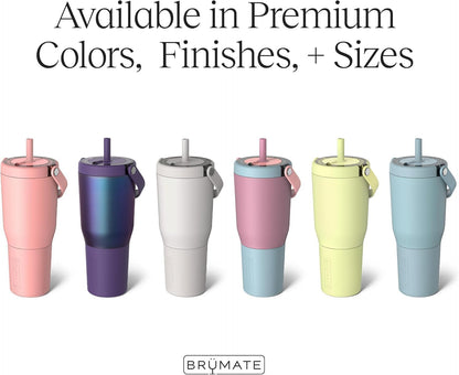 BrüMate Resa 35oz 100% Leakproof Tumbler w/Handle & Straw | Flexible SoftSip Straw | Silicone Sleeve for Durability | Stainless Steel | Cup Holder & Travel Friendly Water Bottle (Java)