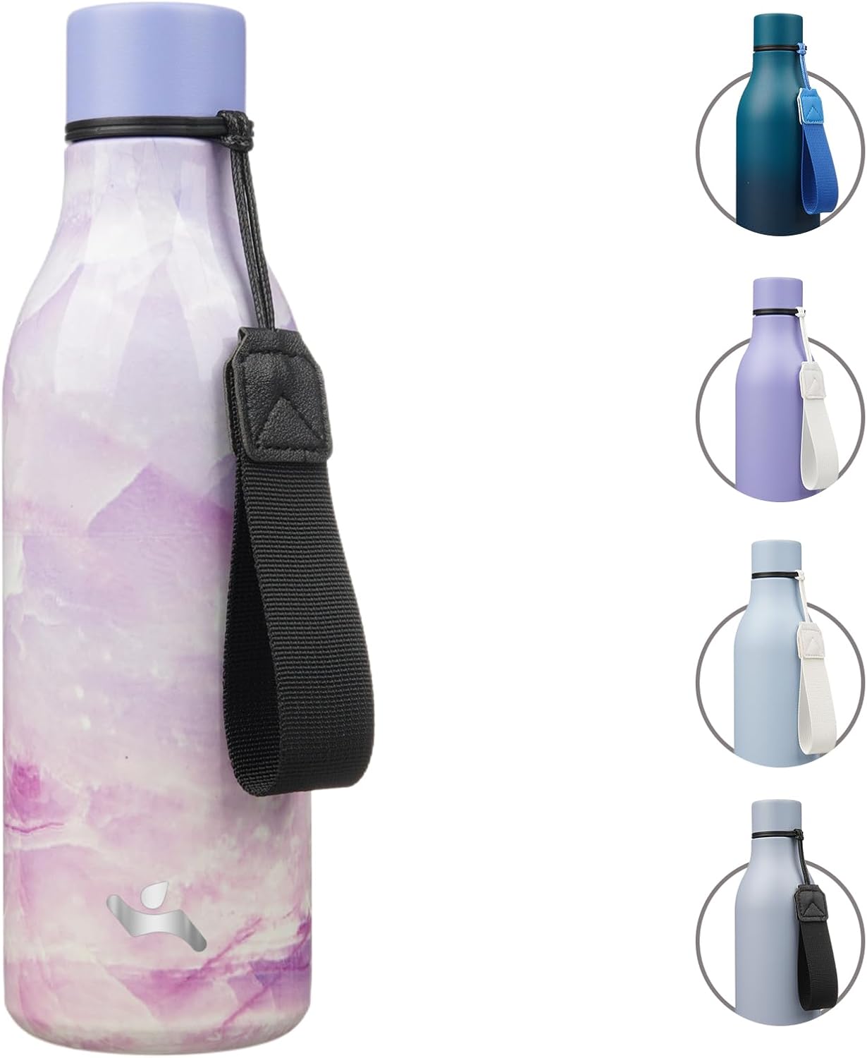 Konokyo Insulated Water Bottle with Strap,18 oz Double Wall Stainless Steel Vacuum Bottles Metal Water Flask,Macaron Green - Colors B