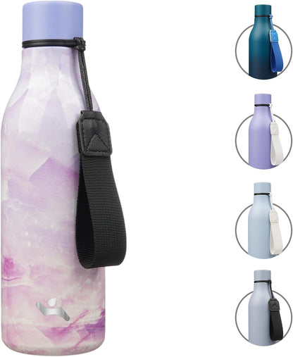 Konokyo Insulated Water Bottle with Strap,18 oz Double Wall Stainless Steel Vacuum Bottles Metal Water Flask,Macaron Green - Colors B