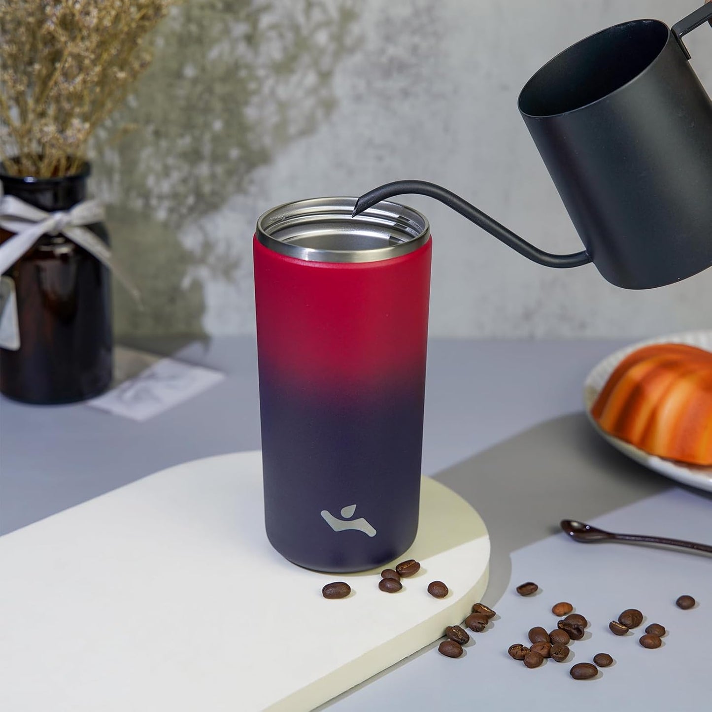 Konokyo Tumbler with Lid, 16 oz Travel Coffee Mug Double Wall Vacuum Stainless Steel Thermal Metal Cup Insulated Water Bottle,Navy Blue