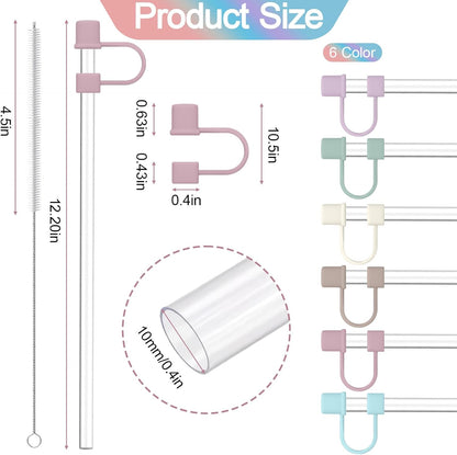 Clear Replacement Straw with Covers for Stanley 40&30 oz Cup, 10mm Reusable Straws with Cleaning Brush, Accessories for Stanley Tumbler