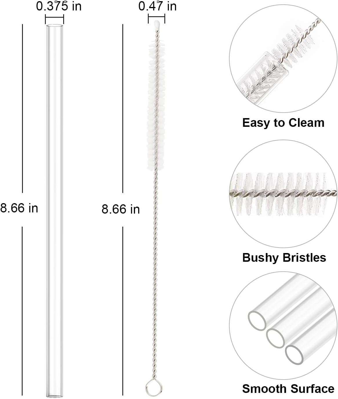 Replacement Straw Compatible with Stanley 40 oz 30 oz Cup Tumbler, 6 Pack Reusable Straw with Cleaning Brush, Plastic, Clear