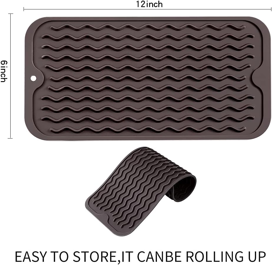 MicoYang Silicone Dish Drying Mat for Multiple Usage,Easy clean,Eco-friendly,Heat-resistant Silicone Mat for Kitchen Counter,Sink,Bar,Bottle,or Cup Green M 17 inches x 6 inches