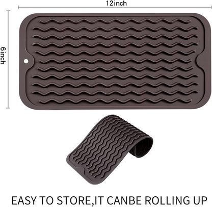 MicoYang Silicone Dish Drying Mat for Multiple Usage,Easy clean,Eco-friendly,Heat-resistant Silicone Mat for Kitchen Counter,Sink,Bar,Bottle,or Cup Green M 17 inches x 6 inches