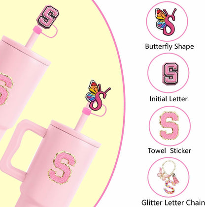 7pcs Cup Accessories for Stanley 30/40oz Tumbler, Handle Strap, Straw Cover, Silicone Boot, Letter Charm Stickers