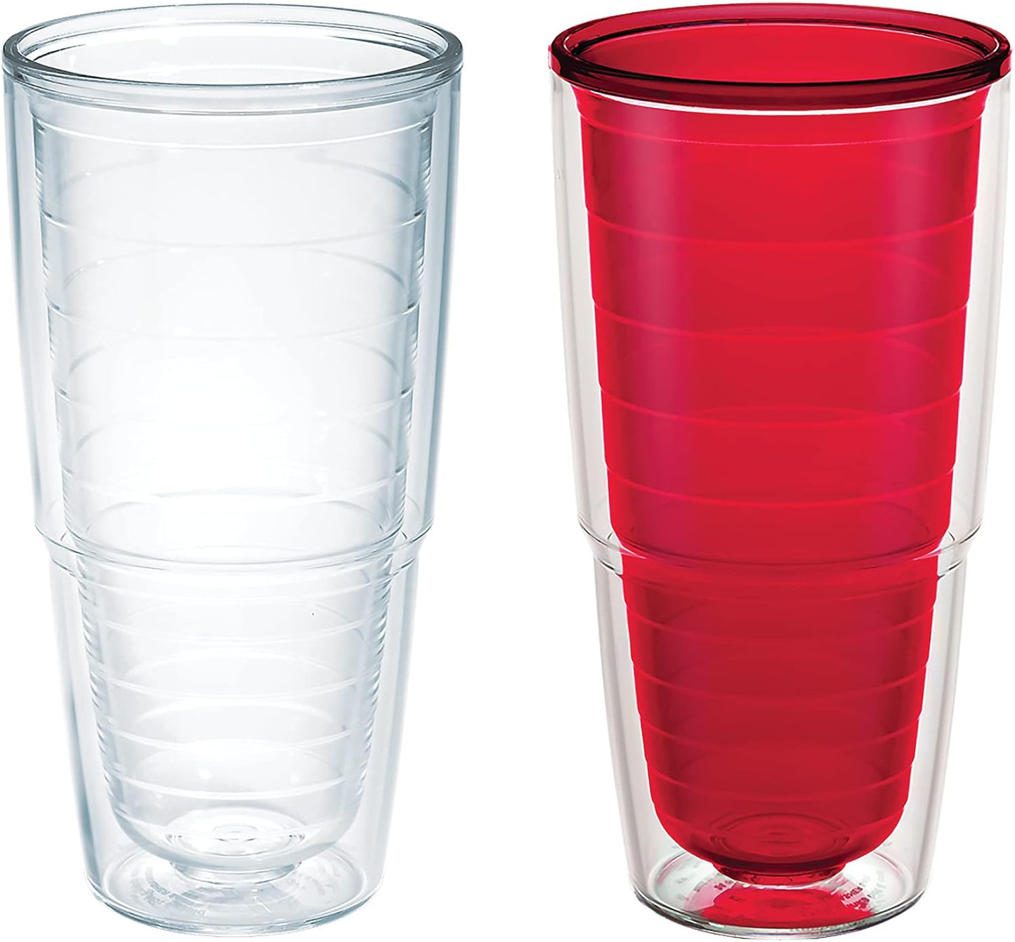 Tervis Clear & Colorful Tabletop Made in USA Double Walled Insulated Tumbler Travel Cup Keeps Drinks Cold & Hot, 16oz Mug, Clear