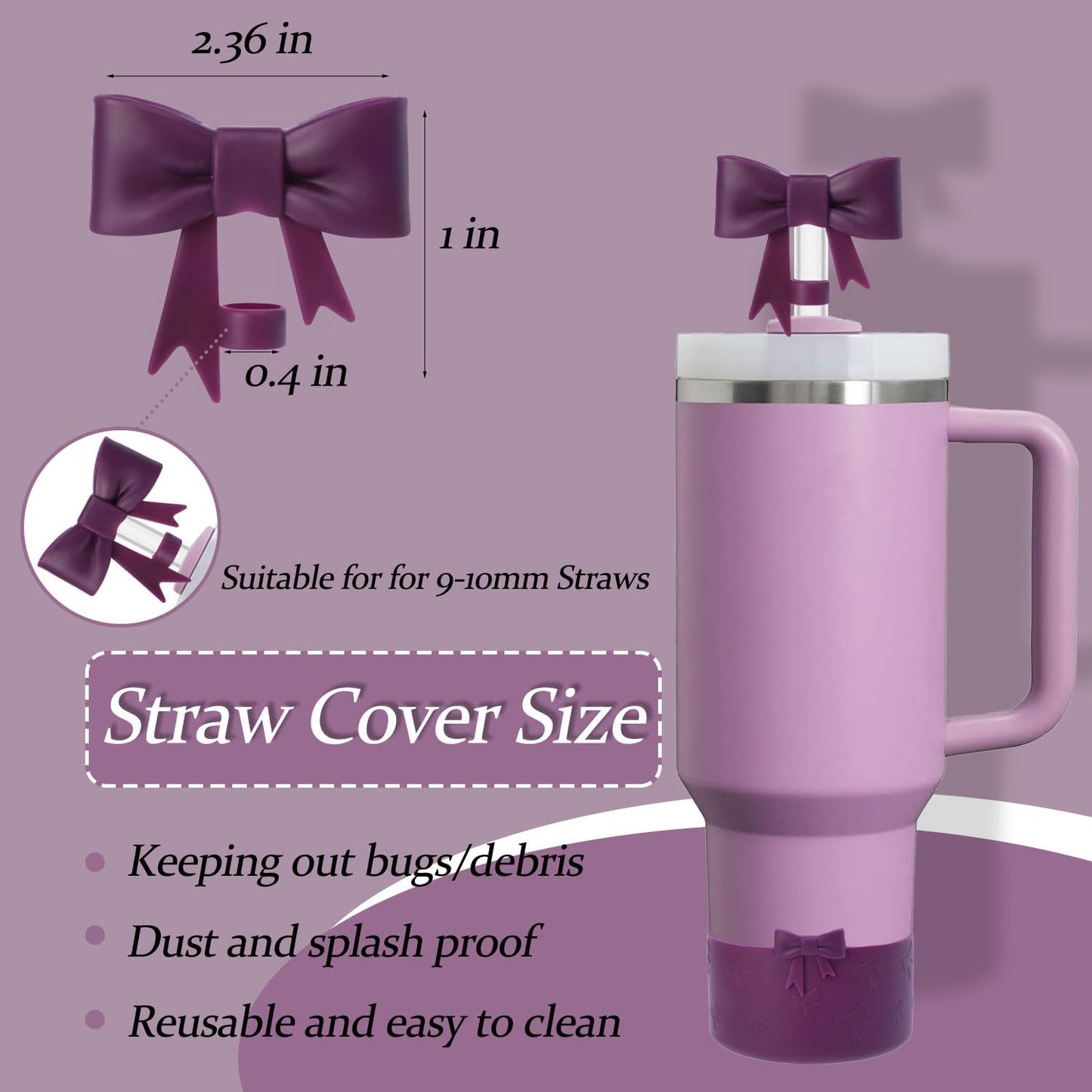 Bow Silicone Protective for Stanley Boot for 20/30/40Oz, 2 Pack for Stanley Cup Accessories Compatible 12-24Oz for Hydroflask Boot and More (Pink Set)