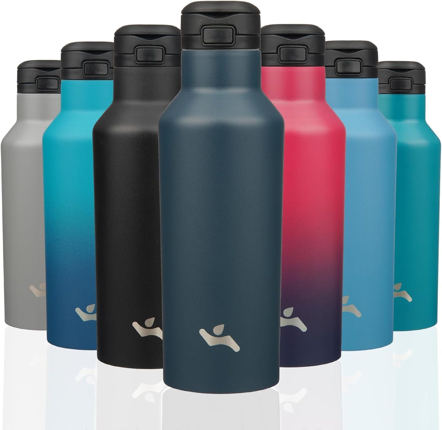 Konokyo Insulated Water Bottle with Straw,25 OZ Double Wall Vacuum Stainless Steel Water Flask with 2 Lids,Black